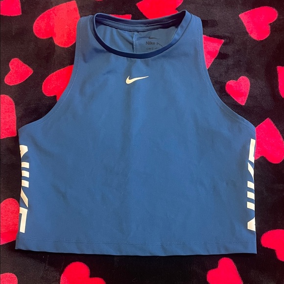 Nike Tops - Nike Royal Blue Cropped Athletic Tank with White Swoosh